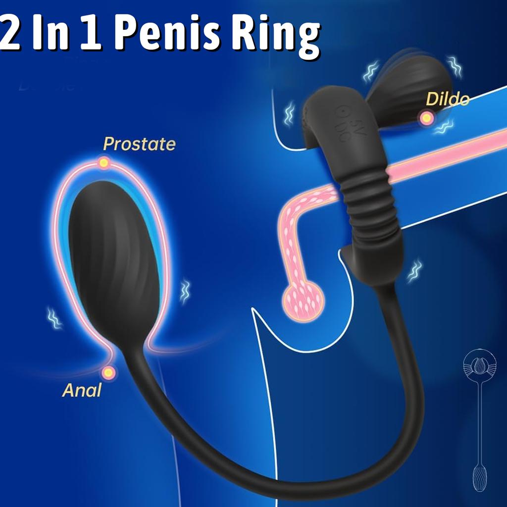 2-in-1 Vibrations-Penisring Analvibrator, Dual-Motoren 10 Vibrationen Fernbedienung Anal-Buttplug für Männer Paare Erwachsenen Sexspielzeug