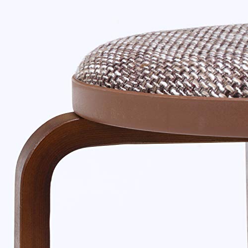 Fuji Boeki Bentwood Stackable Stool, 32cm Wide X 32cm Deep X 47cm High, Beige/Brown Fabric, Compact, Assembly Required, 14545