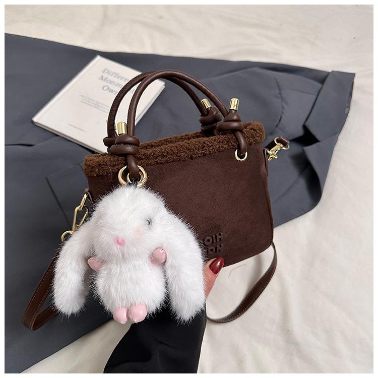 Frosted Plush Small Square Bag Women's 2025 New Fashion Texture Plush Bag Foreign Style Simple Commuting Portable Messenger Bag