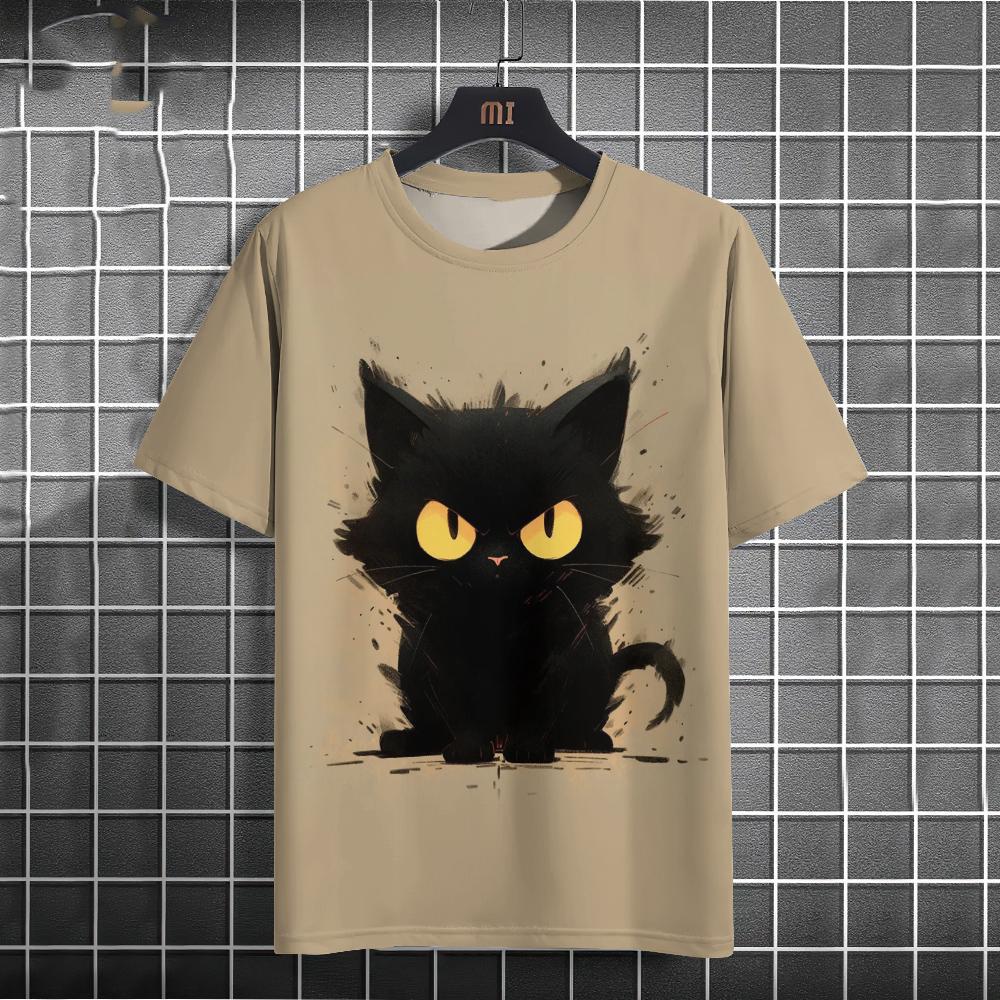 Fashion Summer Animal Cute Cat 3D Print T-Shirts Streetwear Men Casual Oversized O-Neck Short Sleeved T Shirt Tops Clothing