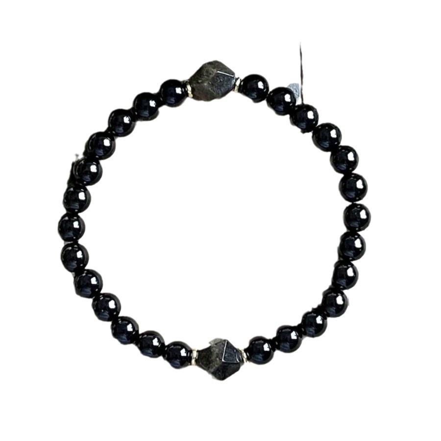 Obsidian Rhombus-Schliff Edelstein Armband