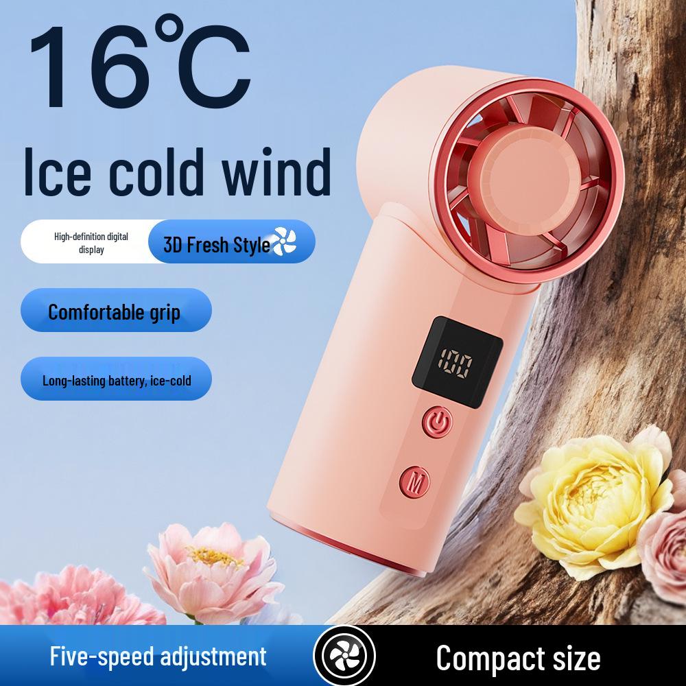 Summer Mini Handheld Fan: 5-Speed, Ice Cool Wind, Portable & Long-Lasting Battery
