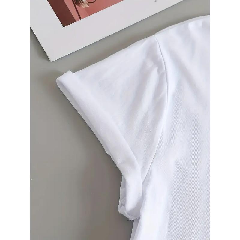 European Size Fashion Creative Print T-shirt, Spring and Summer Casual Short-sleeved Top, Fashion Round Neck Women's T-shirt