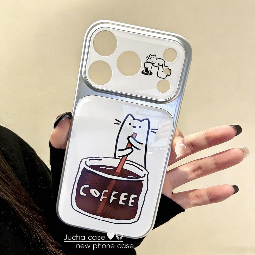 Applicable to Apple 17promax mobile phone case cartoon fun cute iphone15 new fashion coffee main cat