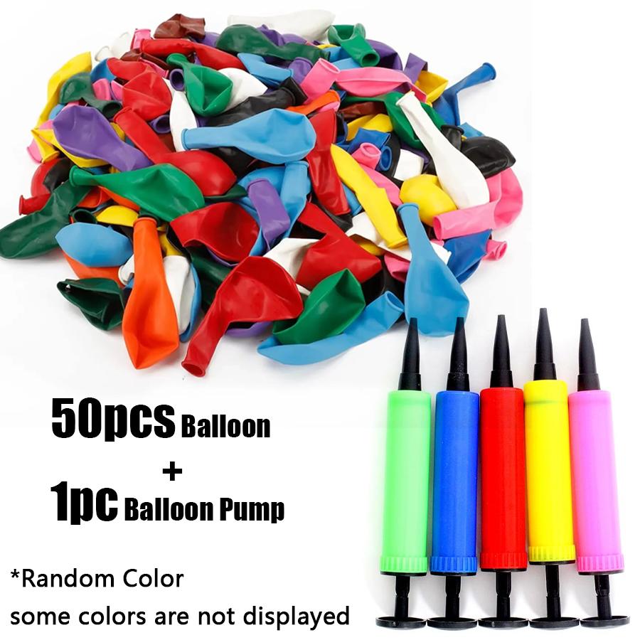 50/100pcs Round Balloons & 1/2pcs Balloon Pump, Atmosphere Inflatable Supplies for Birthday Wedding Carnival Home Shop Decor XJM