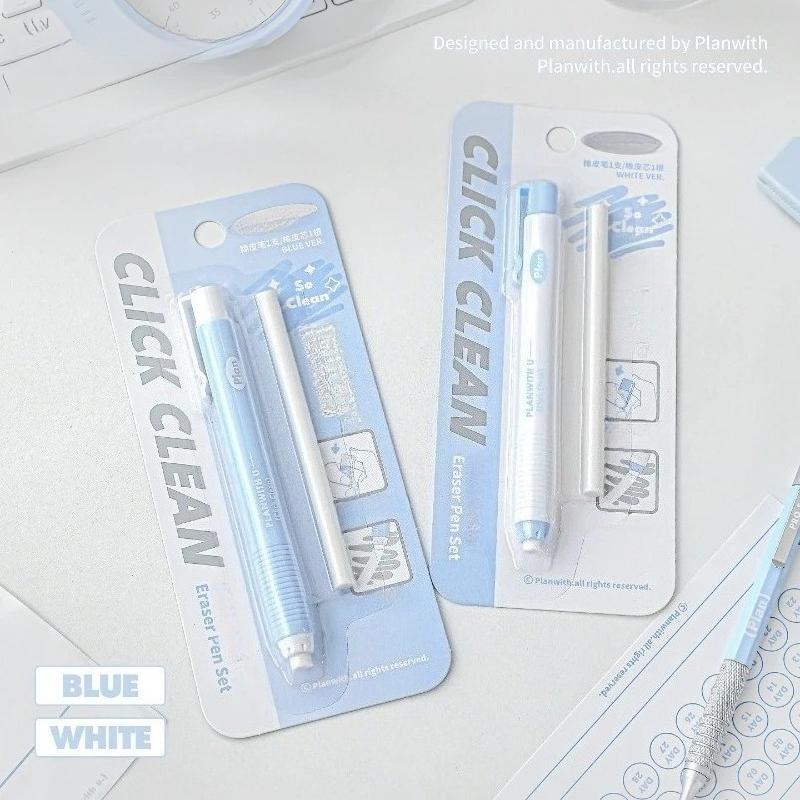 Pencil Shape Eraser Pen Set Simplicity Clean Erasing for Pencil Blue White Color Korean School Pencil Eraser