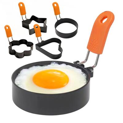 Eierring, Herz, Kreis, Blume, Stern, Antihaftbeschichtung, faltbarer Griff, Eierform