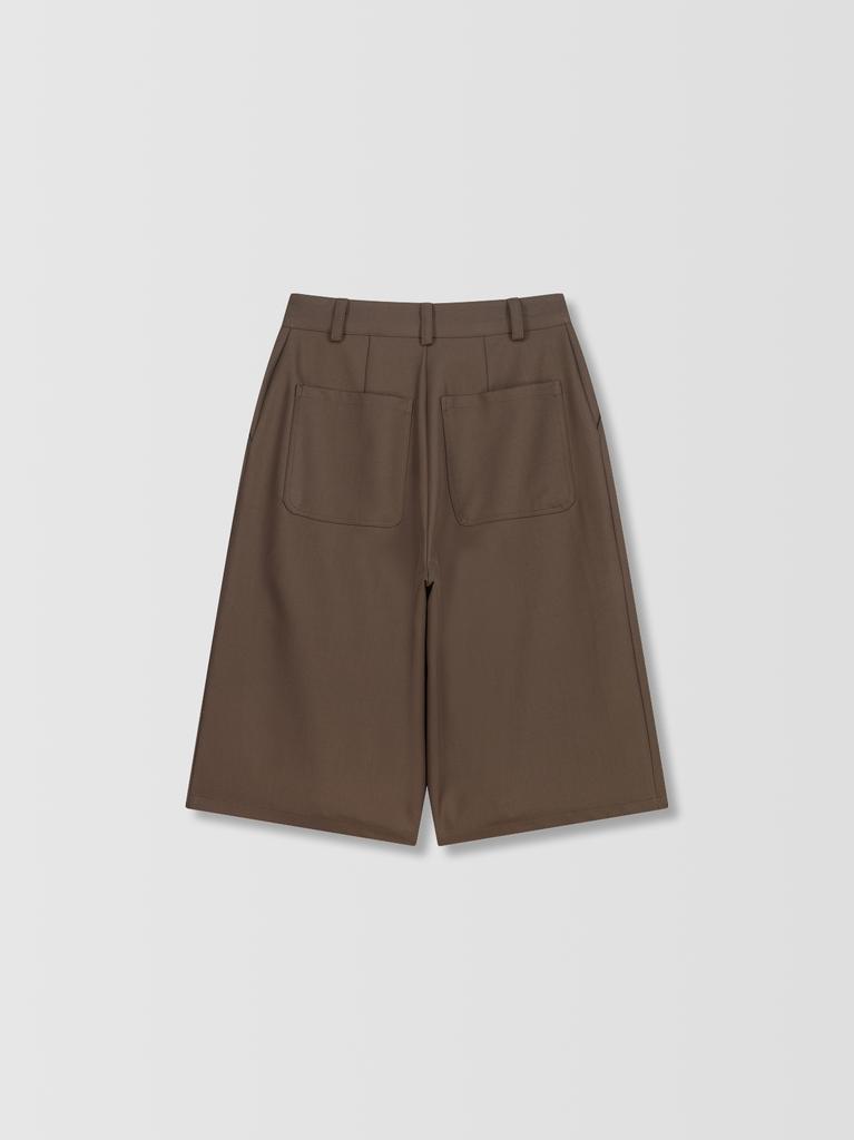 READLEAD Relaxed Pleated Bermuda Pants_Brownie