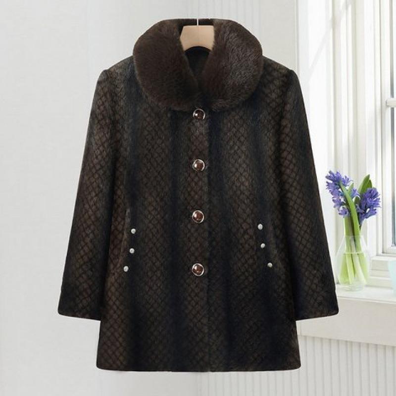 

Зимнее пальто из искусственного норкового бархата, для богатой женщины, пожилой дамы, роскошная одежда для пожилых, хлопковое, теплое, от холода, свободное, зимнее 6XL [Recommended 160-82.5kg] хаки