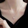 Sweet Pink Bow Necklace Ladies Fashion Sparkling Rhinestone Star Shape Pendant Clavicle Chain Delicate Wedding Accesories