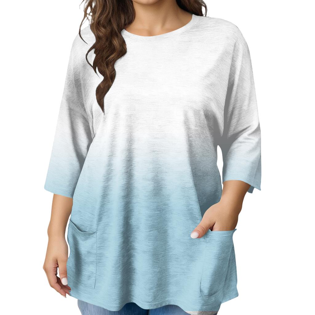 Blusa Estampada de Manga Corta de Moda para Mujer Tallas Grandes para un Look Elegante de Oficina y Casual