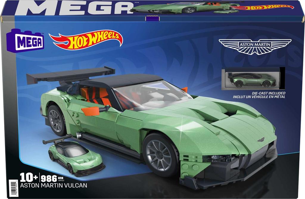 MEGA Hot Wheels Aston Martin Vulcan of Block Dodává se s 1 tlakově litým vozem starým rok a HMY97 [Sada bloků] [Počet kusů 986] [10 nahoru]
