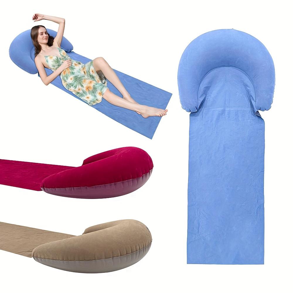 1Pc Inflatable Beach Mat, PVC Inflatable Cushion, Foldable Beach Sleeping Pad, Suitable For Outdoor Activities, Moisture-Proof And Portable Design