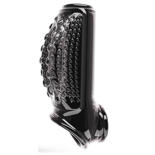 Silicone Penis Enlargement Sleeve Hollow Penis Extender Semen Cock Ring Locking Delay Sleeve Sex Toys For Men Adult Toy Sex Shop