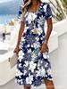 New digital printing, short-sleeved V-neck slim skirt dress creative shading skirt no