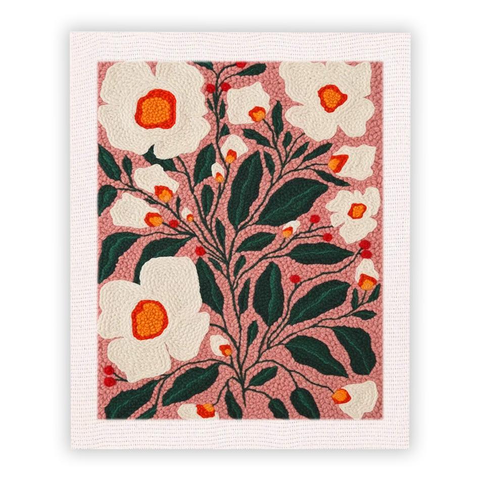 

Flower Bouquet punch needle embroidery set kit Rose Peony Picture 25x30cm Sewing embroidery kits With frame crafts for adults Di 25x30cm