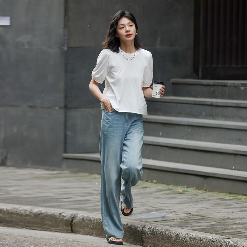 Demana Women s Retro Blue High-Waist Denim Jeans S