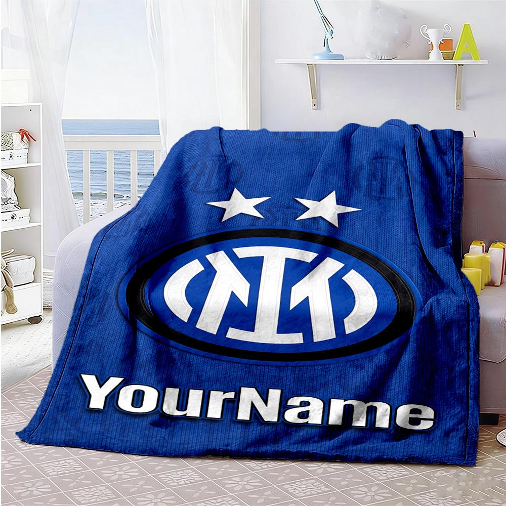 Inter Milan Personalized Name Blanket Throw Personalized Blanket Comfortable for Bed Livingroom Office Sofa Ideal for All Seasons