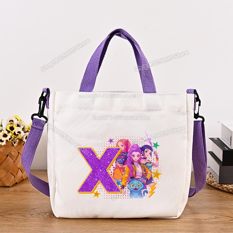 Schöne KPop Dämonenjäger Canvas Umhängetasche Multifunktionale Damen Handtasche Cartoon Mädchen Tragetasche Studenten Schultasche Damen Stoff Umhängetasche