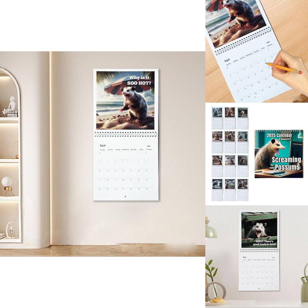 2025 Screaming Possum Calendar Featuring Adorable Artwork For Unique Home Decor Gifts