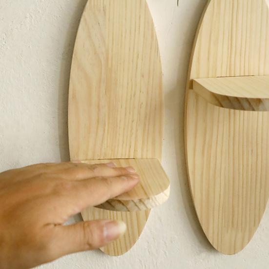 Yousheng Wooden Wall Shelf Boho Wall-mounted Storage Shelf Rustic Floating Oval Shelf Display Plants Pictures Collectibles for Living Room Bedroom