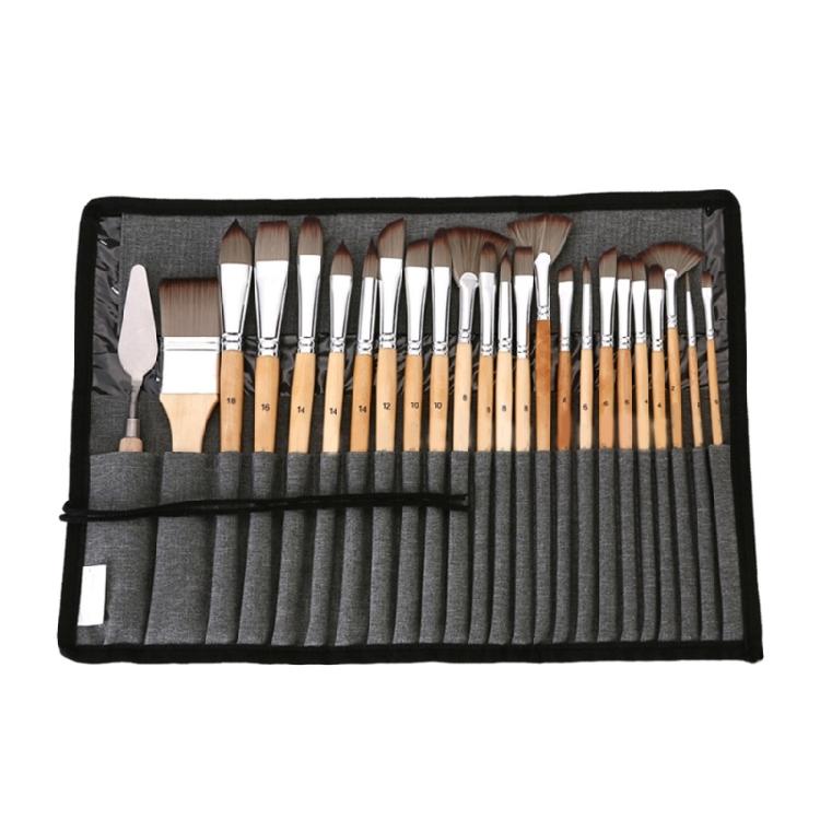 

24x Artist Brushes with Cloth Roll Nylon Hair Paint Brushes Watercolor Paint Brushes Painting Brushes for Drawing 1