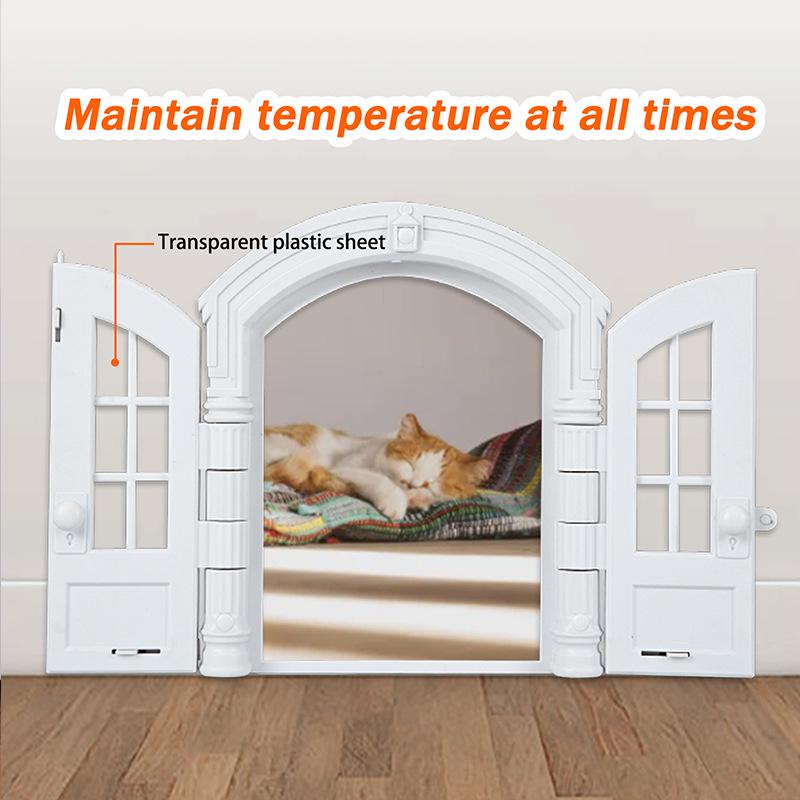 Pet Door: Cross-Border Cat & Dog Kennel Door with No-Flip Stopper for French Doors