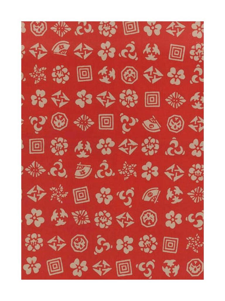 Tenugui Hand Chusen Made in Kabuki Crest Flyer Niwa-zome Towel, Print, 100% Cotton, Japan, (Red)