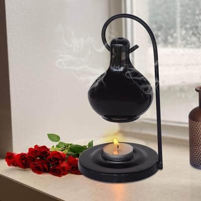 Ceramic Aroma Oil Diffuser Hanging Burner for Home Fragrance Decoration and Gifting, 4 X 8 Inch (Hanging - Black)