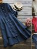Women's Solid Color Button-Up Cotton Linen Long Sleeve Shirt