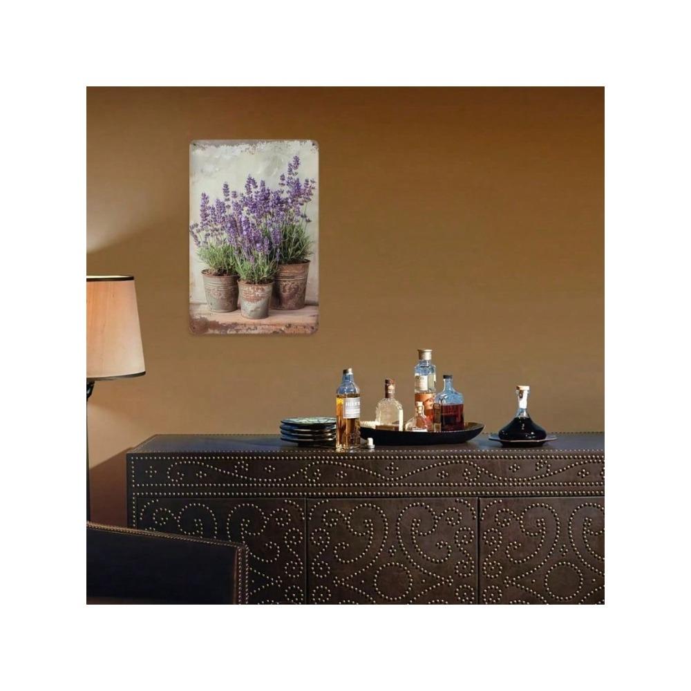 Vintage Lavender In Pot Metal Wall Art Retro Kitchen Decor