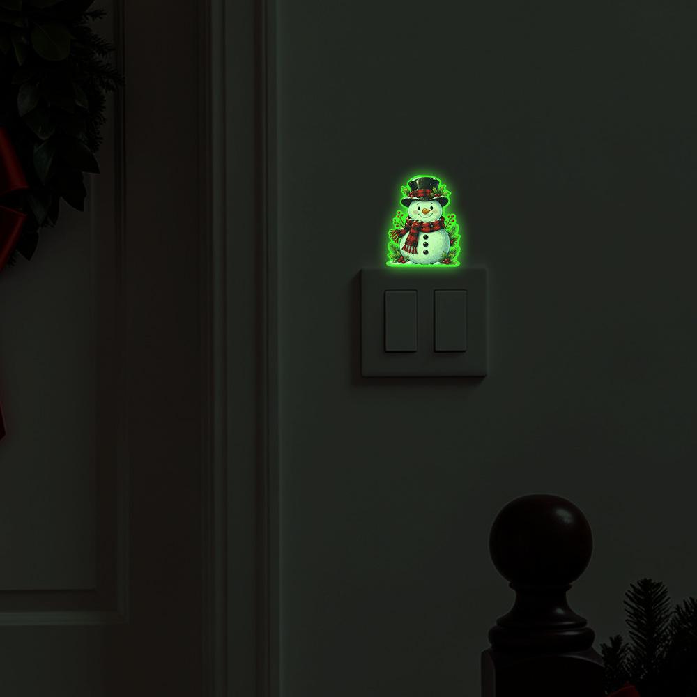 Retro Cartoon Hat Snowman Living Room Entrance Switch Sticker Home Decoration Lighting Night Light Sticker