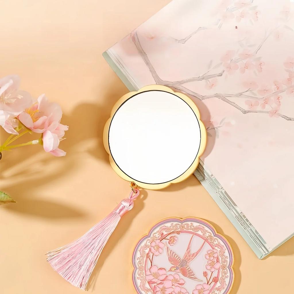 Handspiegel für Make-up für Frauen Kreativer chinesischer Stil Quasten-Spiegel Luxuriöse Geschenkbox Feiertagsgeschenk für Frauen Make-up-Spiegel