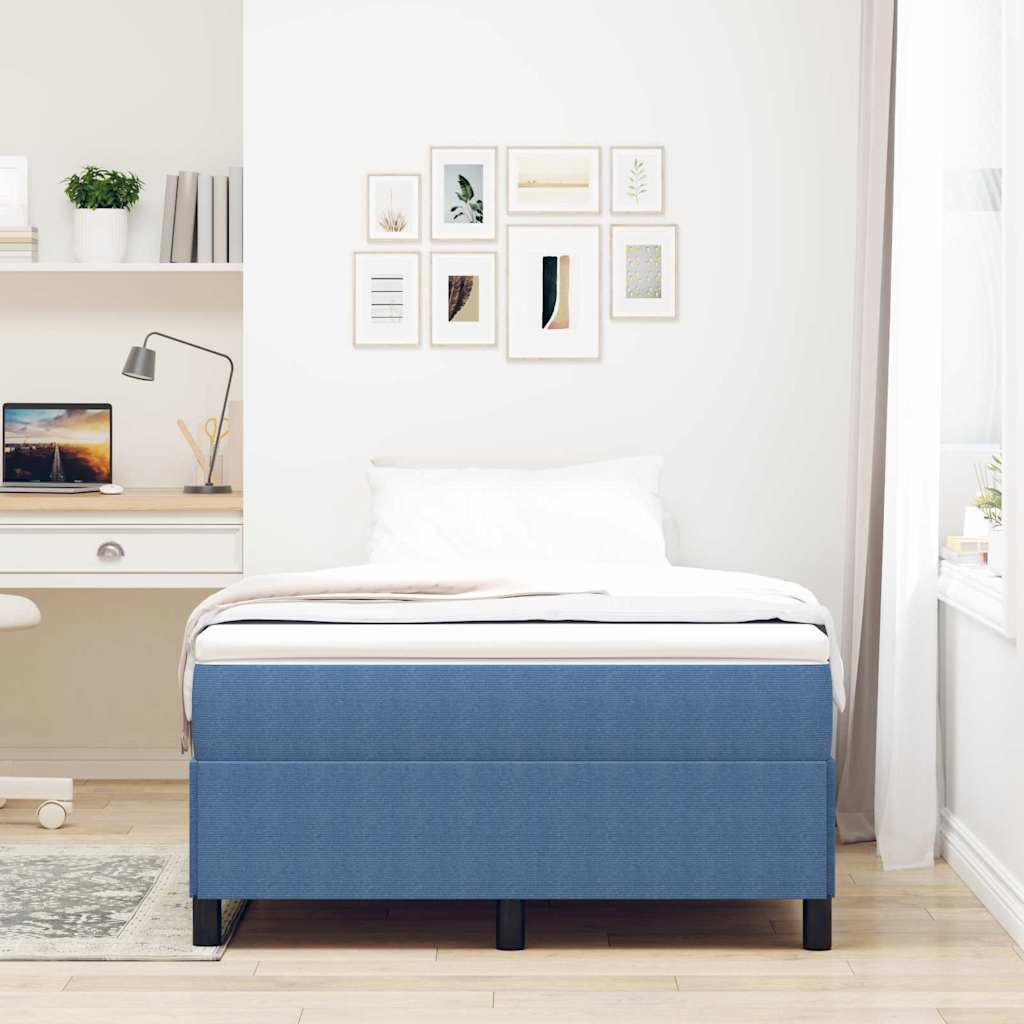 Blue Box Spring Bed 120 x 200 cm Cord Fabric