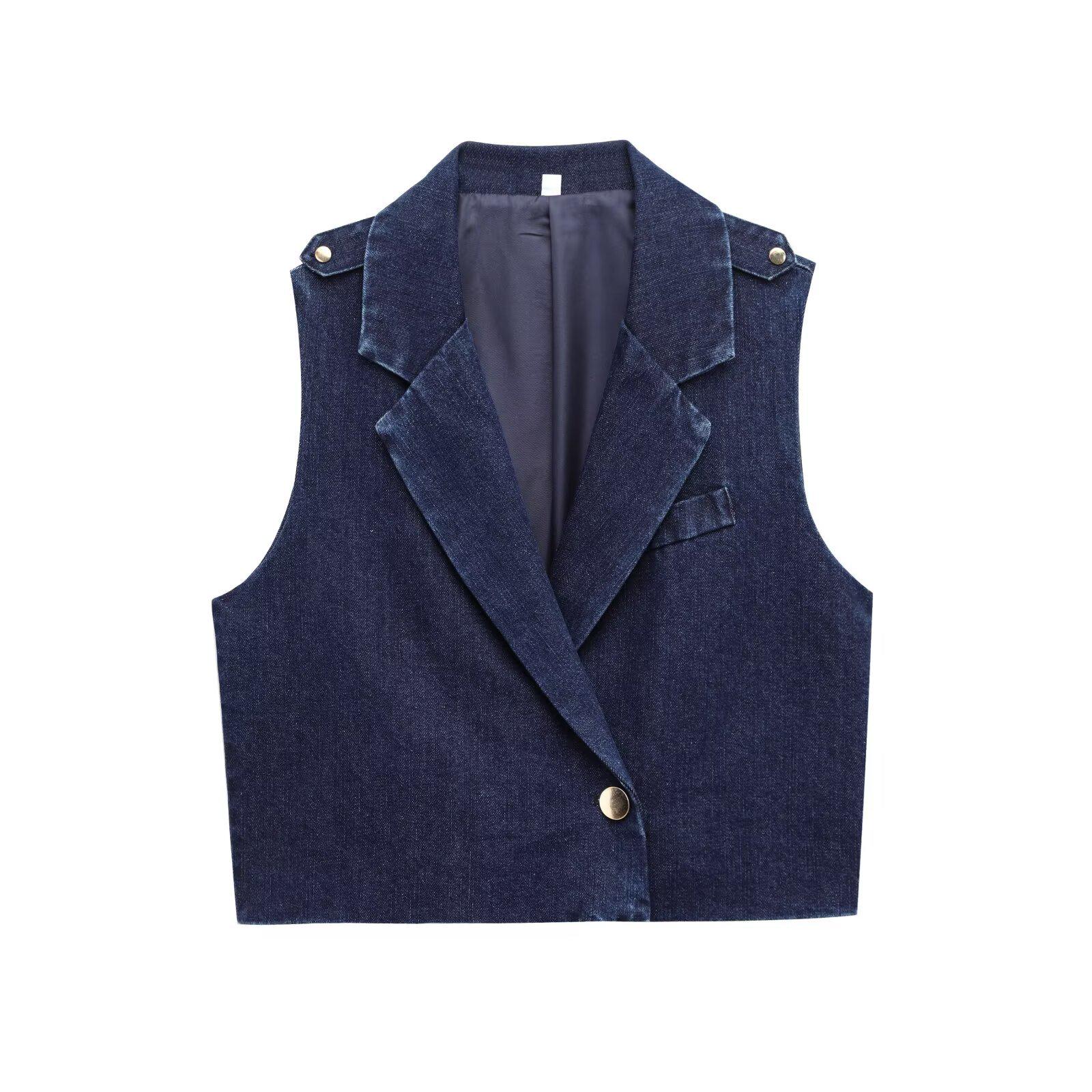 

2025 Spring/Summer Women s Vest & Wide-Leg High-Waist Jeans Set L