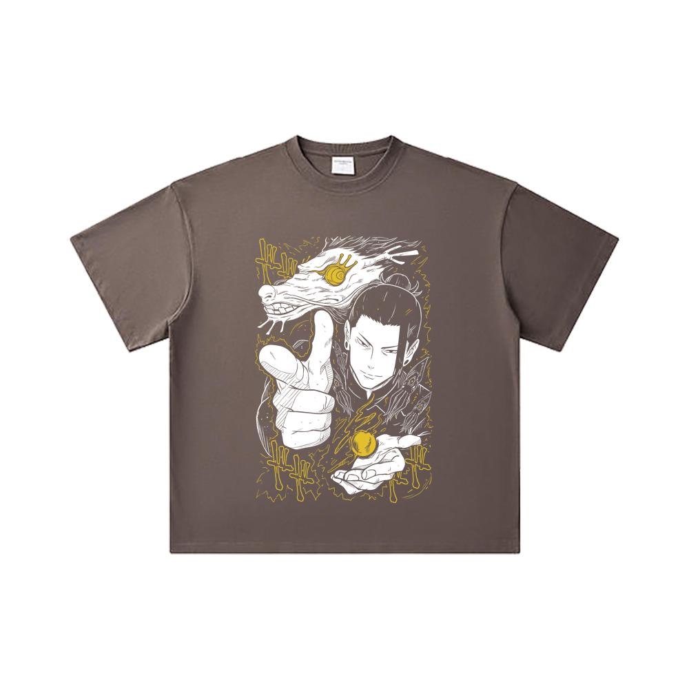260 GSM Doppelgarn 32er Zählart 100% Baumwolle Jujutsu Kaisen V11 Geto Druck Unisex Schweres Baumwoll-T-Shirt