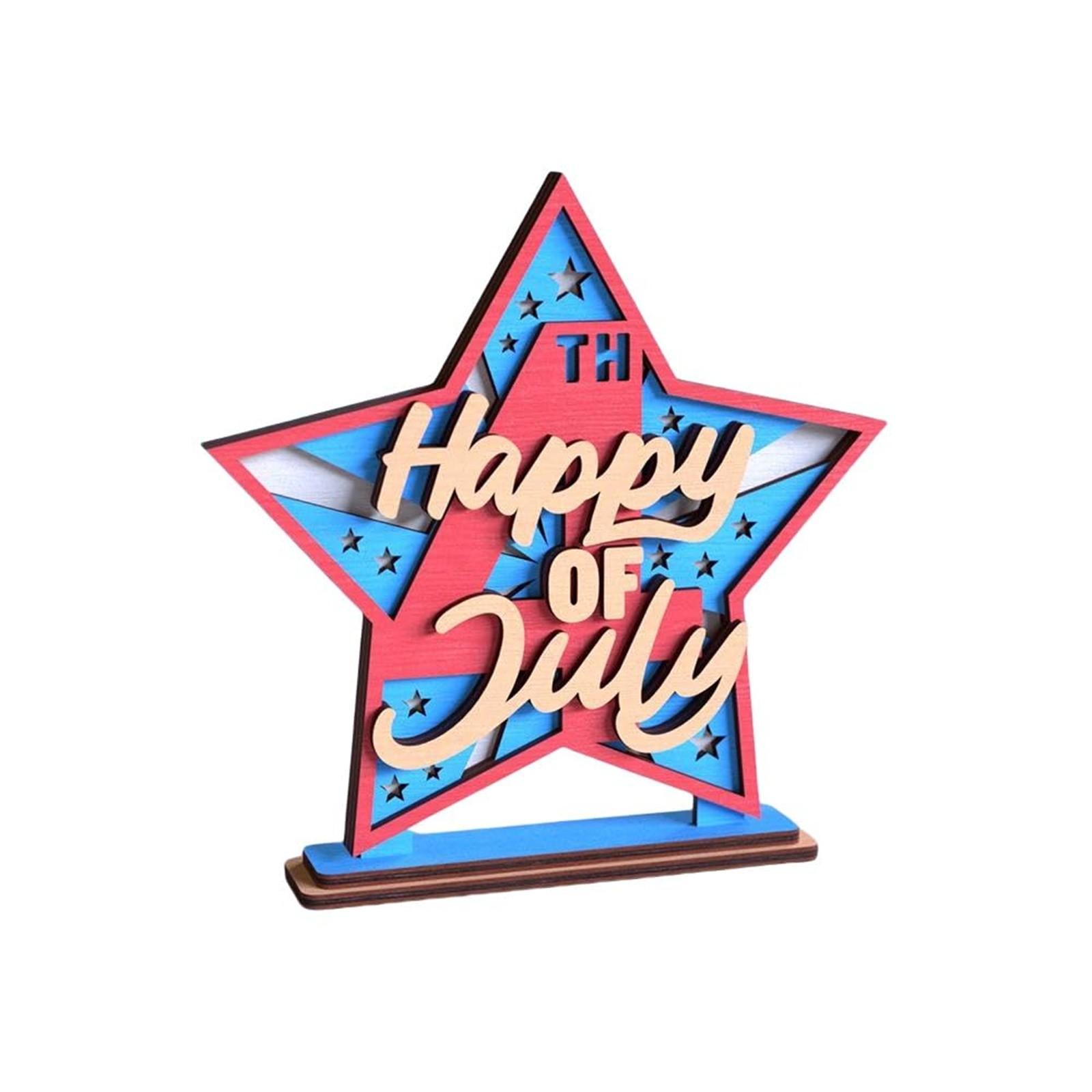 

Деревянные 3D-звезды ко Дню независимости, украшения для дома, праздничные украшения для рабочего стола, книжные шкафы One Size