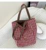 2026 New Ins Style Reversible Woolen Tote: Autumn/Winter Large Capacity Trendy Shoulder Shopping Bag