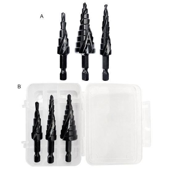 3 vnt sukamieji grąžtai didelio kietumo aštrių spiralinių šešiakampių rankenų pagodos grąžtų kombinuoto komplekto dirbtuvės