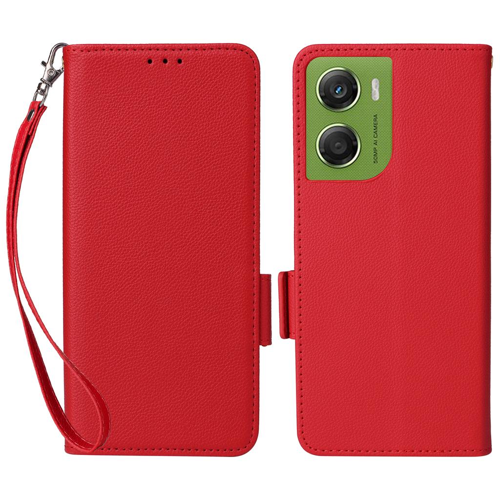 For Motorola Moto G06 4G/G06 Power 4G Case Litchi Texture Wallet Leather Phone Cover with Wrist Strap