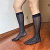 Men Thin Business Dress Socks Stretchy Nylon Sheer Knee Highs Dress Socks Over the Calf Dress Socks Sheer Casual Socks