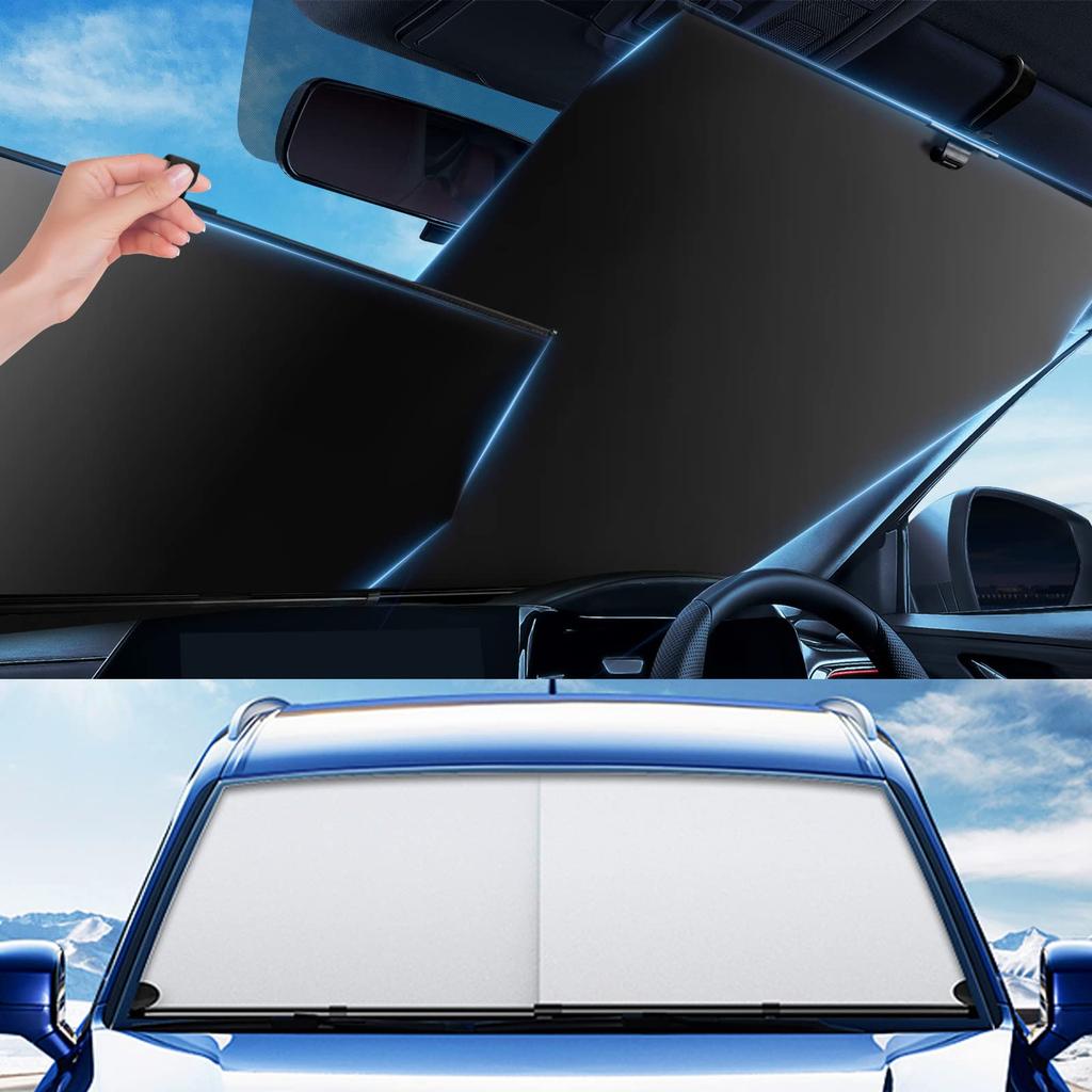 Front Sunshade for Lightweight No Storage Easy Blocks and Blocks of UV Compatible with Multiple Vehicle Ideal for Car and Adjustable Width Height