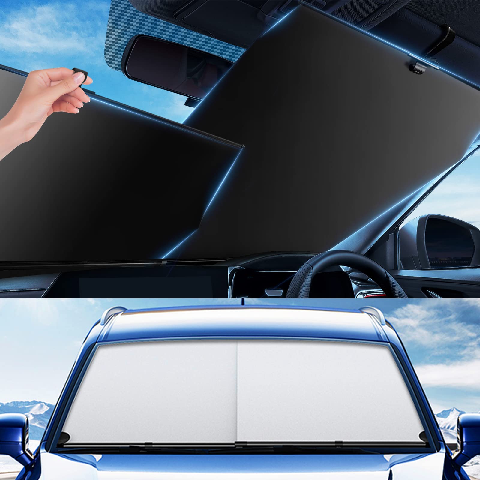 

(Модель автомобиля 2024 года Передний солнцезащитный козырек) Автомобильный солнцезащитный козырек Автомобильный солнцезащитный козырек Передний Авто L (width 80cm-160cm, height 0-105cm)