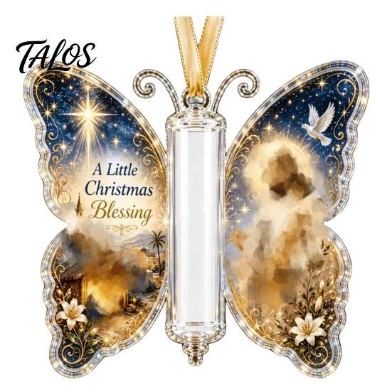 Santa Claus Ornament Christmas Cash Gift Ornament, Acrylic Butterfly Money Holder with Built‑in Unique Gifts Clear Compartment, Holiday Hanging for