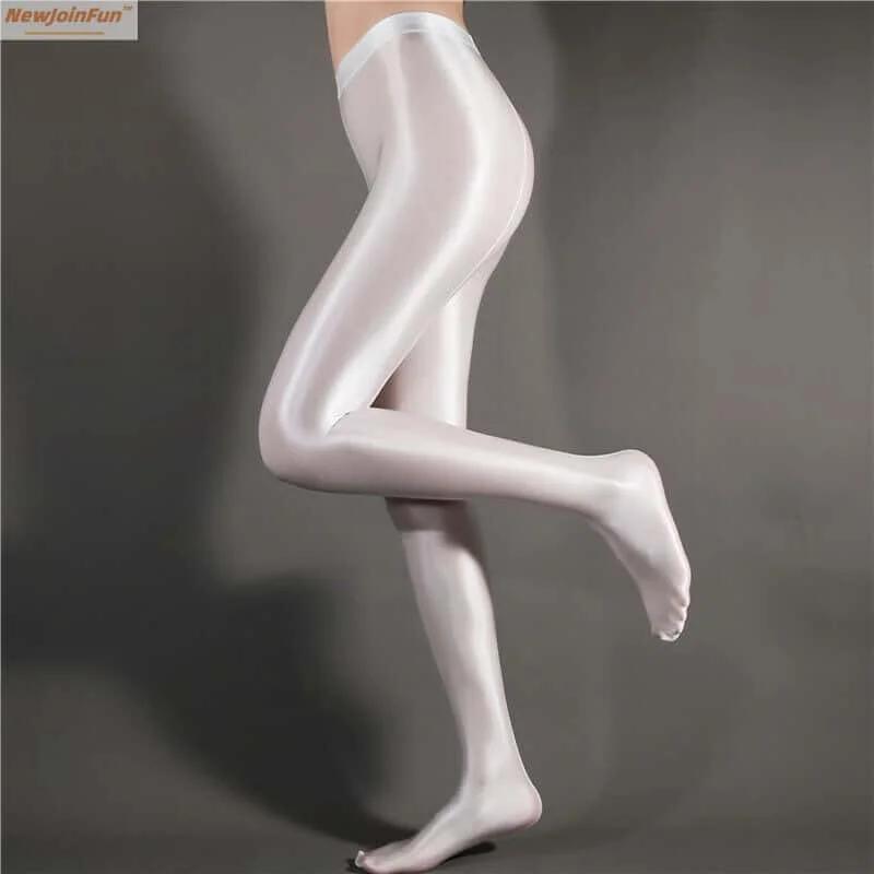 New 70D High Waist Elastic Large Plus Size Shiny One-Piece Oil Silk Pantyhose Black Thin Tights For Women Xl Spring Summer