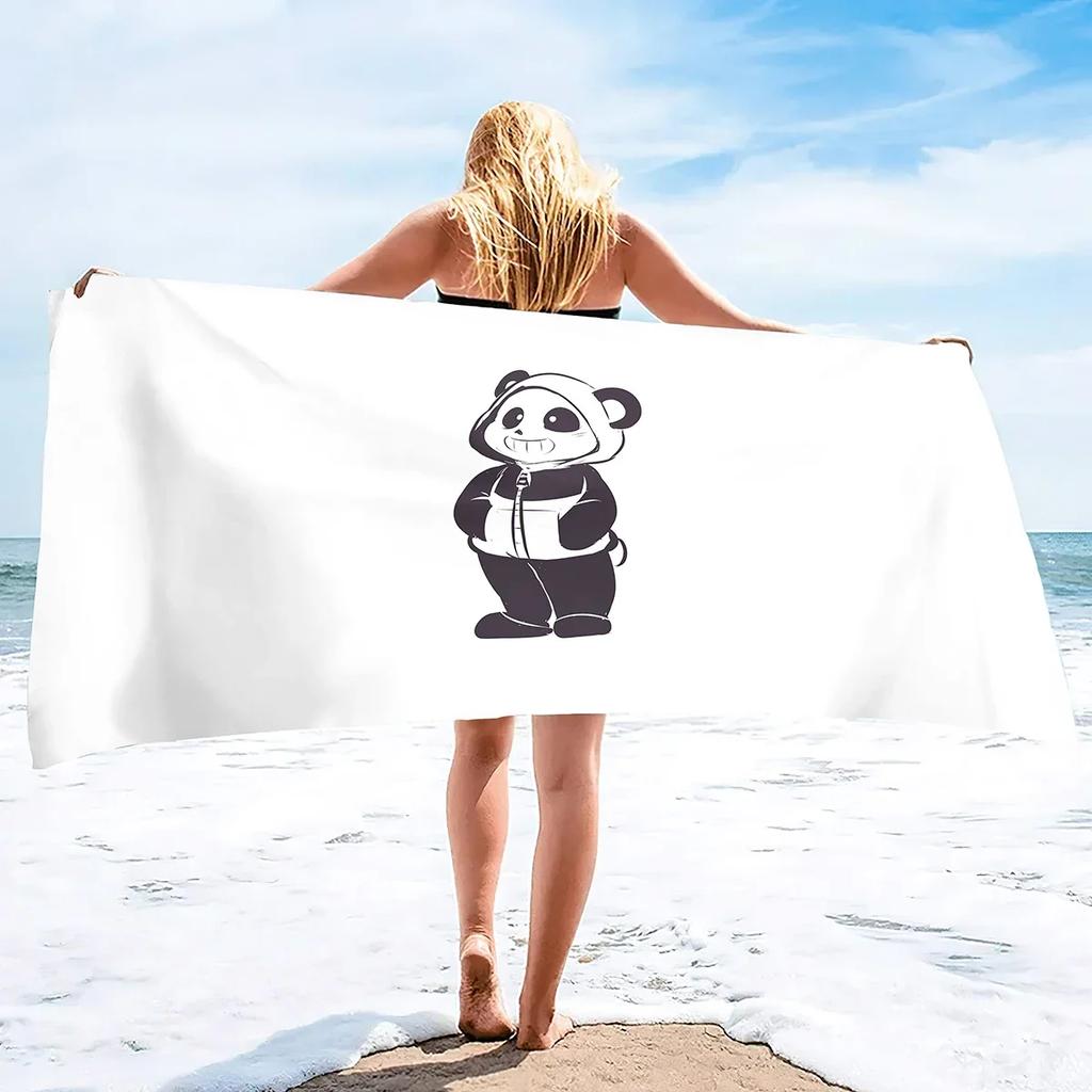 Custom Cartoon Panda Beach Towel Bamboo Print Microfiber Sand Free Quick Dry Soft Travel Swim Pool Accessory