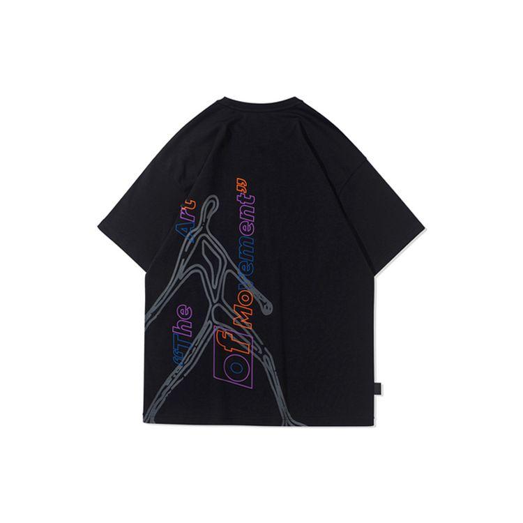 Li Ning Graphic Print Round Neck Short Sleeve T-Shirt Men Tops Black AHSR359-1