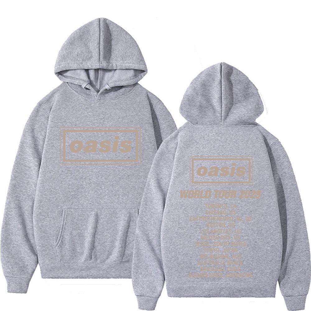 Rock Band O-Oasis World Tour 2025 Double Sided Graphics Hoodies Men's 90s Vintage Hip Hop Pop Music Hoodie Oversized Sweatshirts