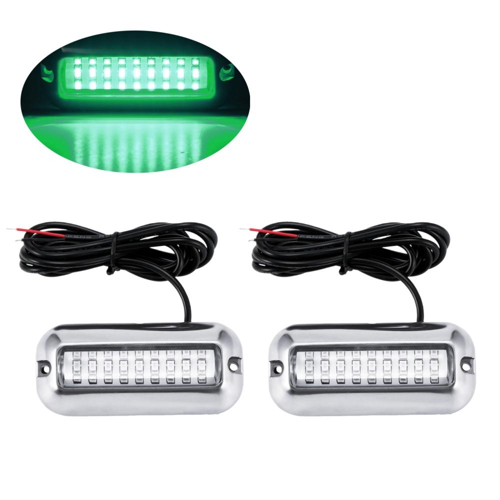 2PCS 27LED Blue/White/Red Stainless Waterproof  Lights Underwater Pontoon For Marine Boat Transom&Blue Light Sailing Lamp 50W