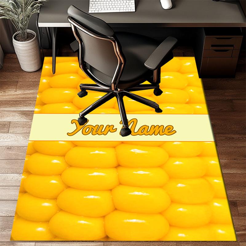 1PC Custom Name Golden Corn Harvest Theme Floor Mat Ideal for Living Room, Game Rooms, Office, Bedroom, Floor Mat Playful Design
